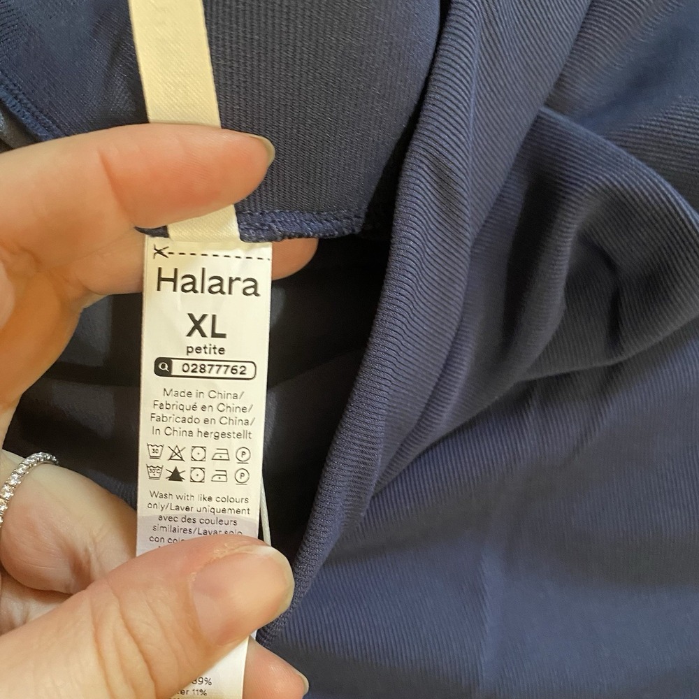Halara NWT Navy Stretch Work Pants XL Petite Business Casual Front Pleat Pockets - Picture 3 of 5